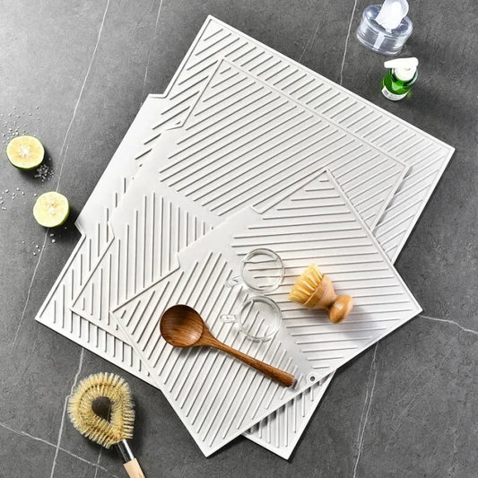 1Kitchen Draining Mat Household Dining Table Heat Insulation Mat Silicone Slope Tableware Plate Cup Storage Mat Bathroom Water F