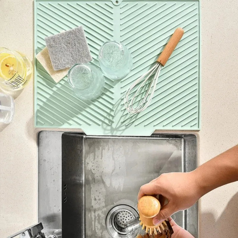 1Kitchen Draining Mat Household Dining Table Heat Insulation Mat Silicone Slope Tableware Plate Cup Storage Mat Bathroom Water F